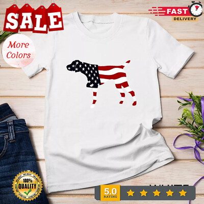 2025/German Shorthaired Pointer GSP Dog Patriotic Flag America Unisex T-shirt
