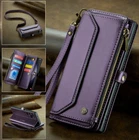 Zipper Luxury Leather Women Magnetic Card Flip Wallet Stand Phone Shoulder Case