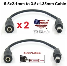 2pc 17cm 3.5x1.35mm Male Plug to 5.5x2.1mm Female Jack DC Power Adapter cable
