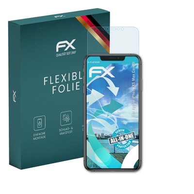 atFoliX 3x Folie für Apple iPhone XS Max Casefit Schutzfolie klar&flexibel