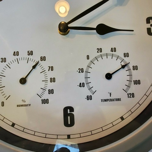 Modern Metal Wall Clock 14" Indoor/Outdoor Urban Temperature & Humidity Gauges - Picture 3 of 7