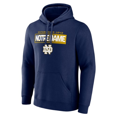 Men's Navy Notre Dame Fighting Irish Down The Field Pullover Hoodie - 第 2/3 張圖片