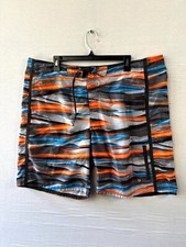VTG Nike Swim Trunks Men's XL Multicolor Logo Abstract Print Pockets Swimwear