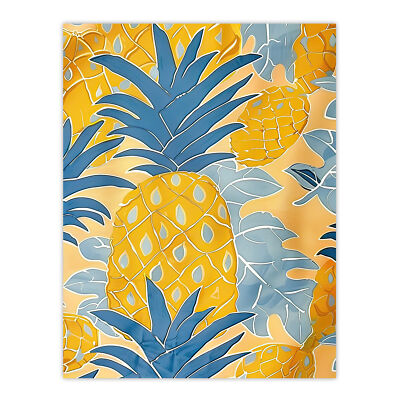 Leuchtend gelbe Ananas Kunstwerk fruchtig lustig Wandbild Poster Druck