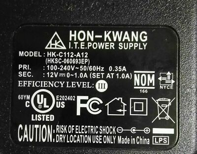 Alimentatore 12V 1A Per Altoparlanti Dell AX510/AS501 - Adattatore APERIT HK-C112-A12