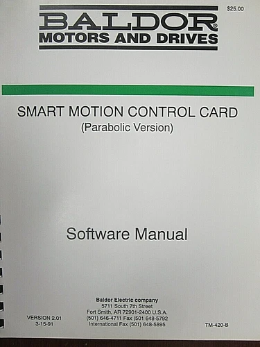 Baldor Motors and Drives Smart Motion Control Card Software Manual TM-420-B
