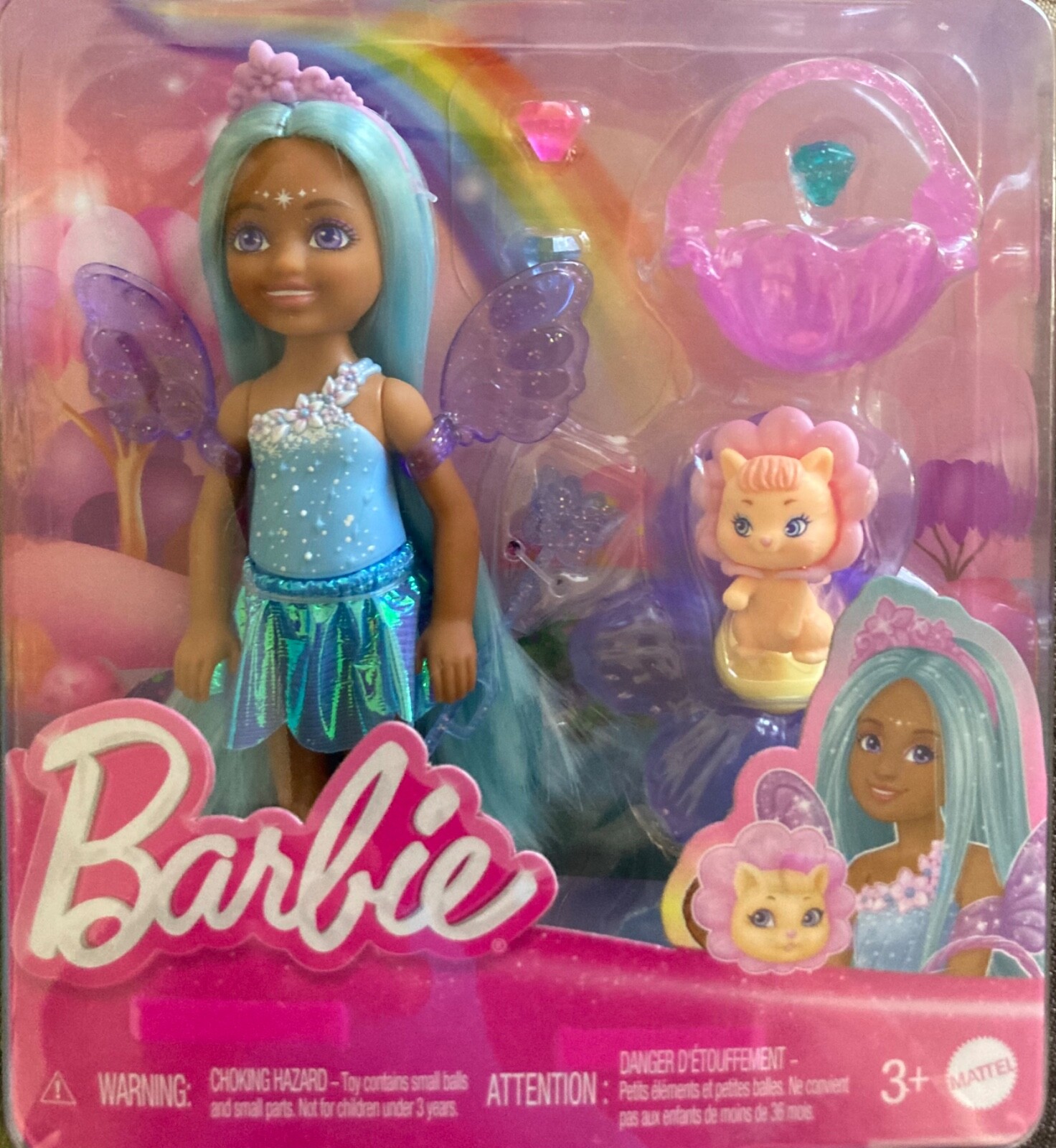 NIB Mattel Barbie Chelsea Fairy Doll with Blue Hair with Wings  6" Doll  Toy Set