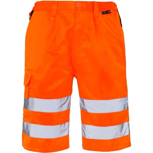 SuperTouch Hi Vis Viz Yellow Orange High Visibility Builder Workwear Work Shorts - Picture 12 of 15