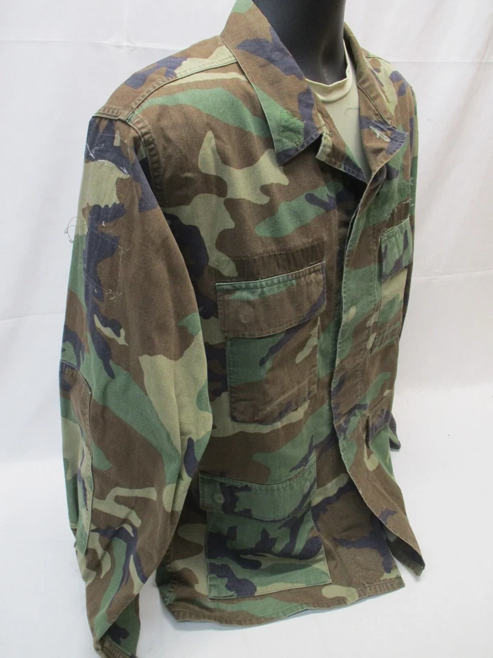 USGI ARMY ISSUE WOODLAND BDU TOP WINTER WEIGHT SHIRT M81 CAMO LONG SLEEVE COAT - Image 3 of 4