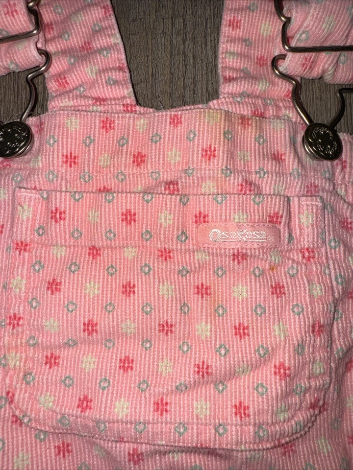 Винтажный OshKosh размер 5 девочек розовый цветочный вельвет общий платье Vestbak редкая - Изображение 4 из 4