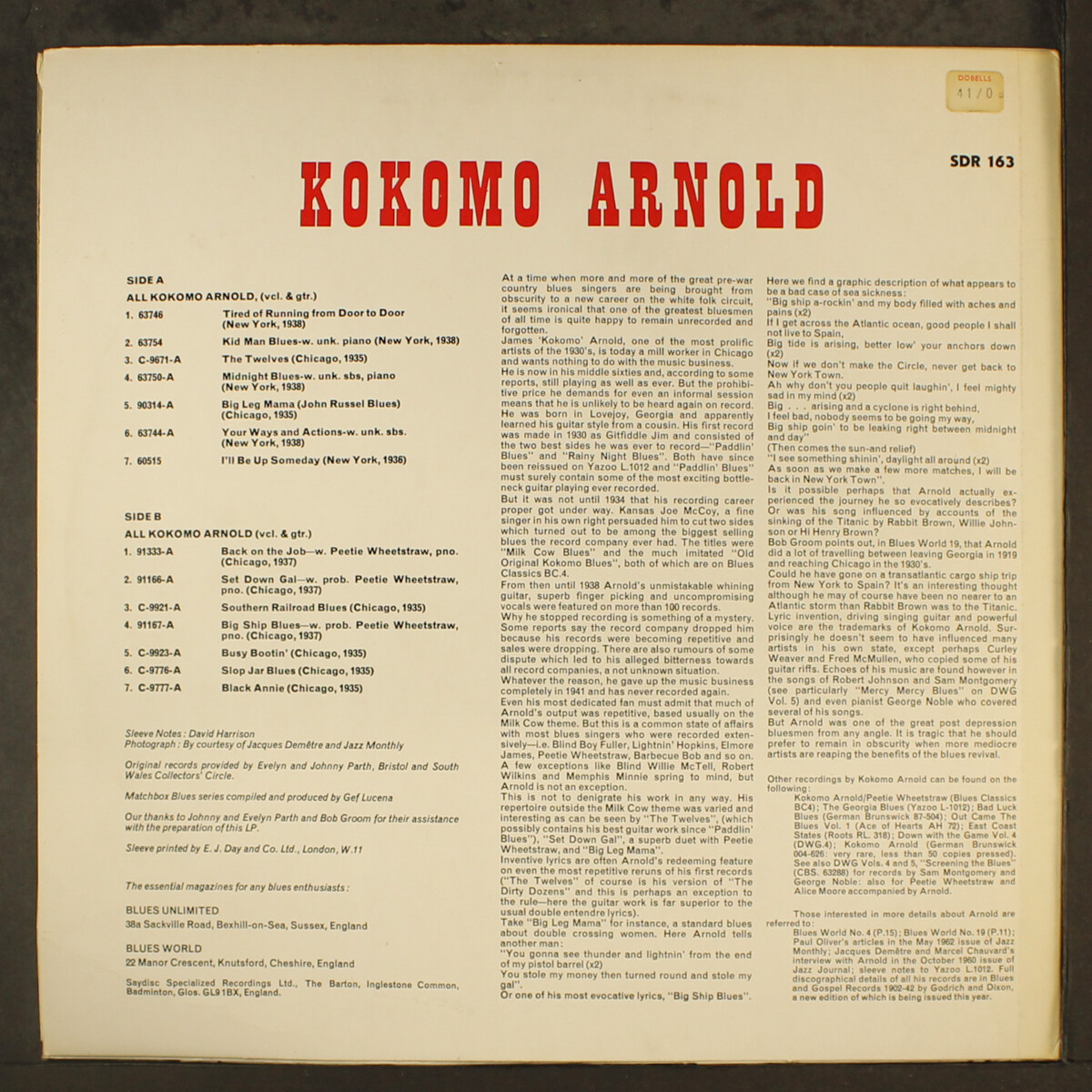 ココモ・アーノルド KOKOMO ARNOLD: kokomo arnold SAYDISC 12