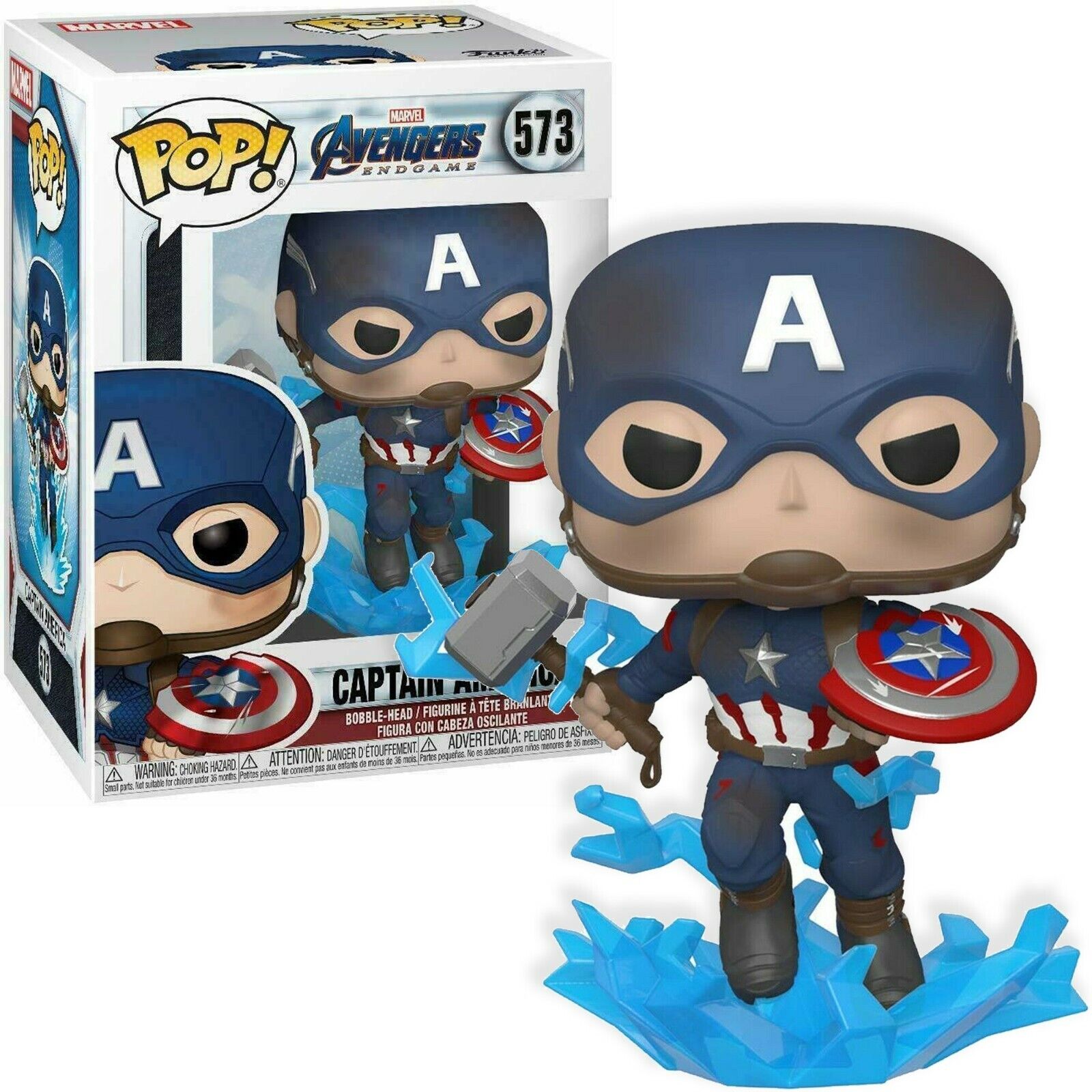 Funko Pop! Marvel: Avengers Endgame - Captain America with Broken Shield &  Mjoinir