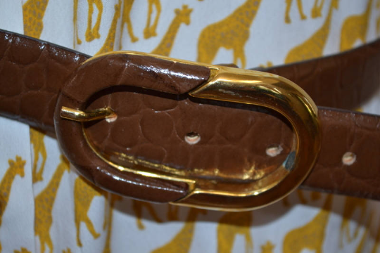 Jacqueline Ferrar Brown Croc-Embossed Belt with Gold Buckle Elyse Croc-Embossed Leather Belt in Chocolate Croc Embossed  main image 2