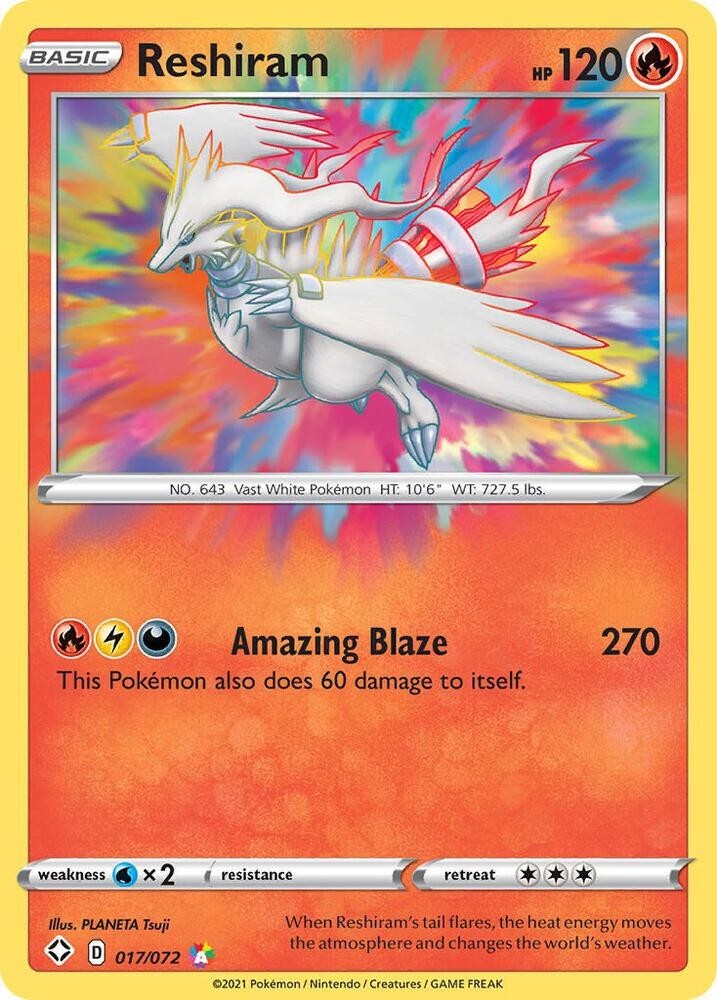 Reshiram 017/072 Shining Fates Amazing Rare Pokemon Card | eBay