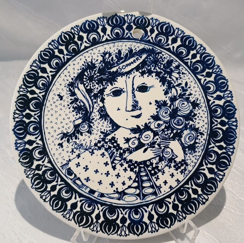 A24/34-3 Björn Wiinblad Nymölle Denmark Wandteller blau "Sommer" Ø 15 cm - Picture 2 of 3