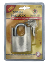 50mm Heavy Duty Padlock 3 Keys Half Wrapped Beam Armoured Steel Shutter Security
