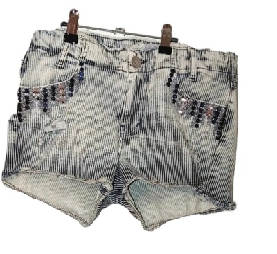 D&She Damen Jeans Shorts, Gr. 26, gestreift, Strasssteine, Neu