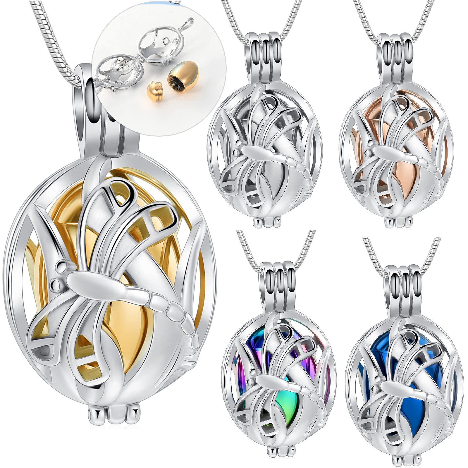Dragonfly Hollow Locket Urn Pendant Cremation Jewelry for Ashes Memory ...