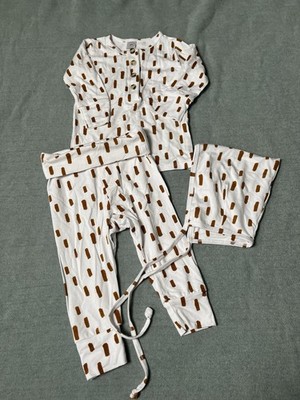 Lou Lou & Company Gender Neutral Brown White Bamboo Set 6-12 M NWOT