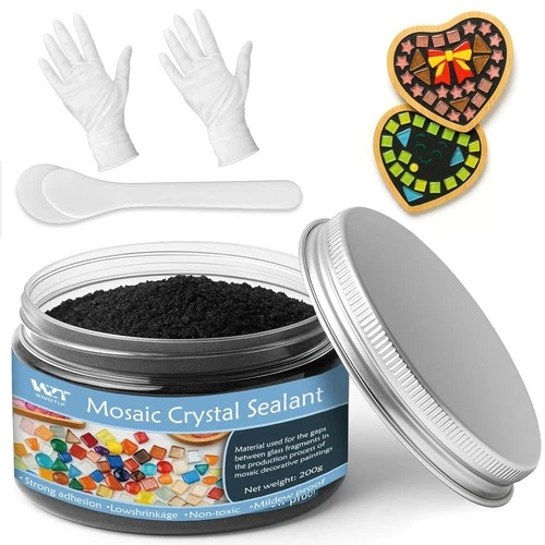 DINGSEN Mosaic Tile Grout Quick-Dry Ready-to-Use Crystal – Black 400g