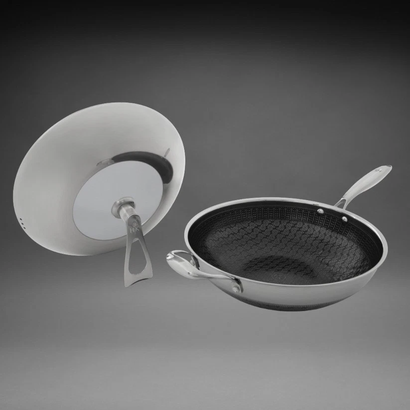 Hell's Kitchen Ceramic Hybrid Nonstick 12" Wok & Lid - Silver