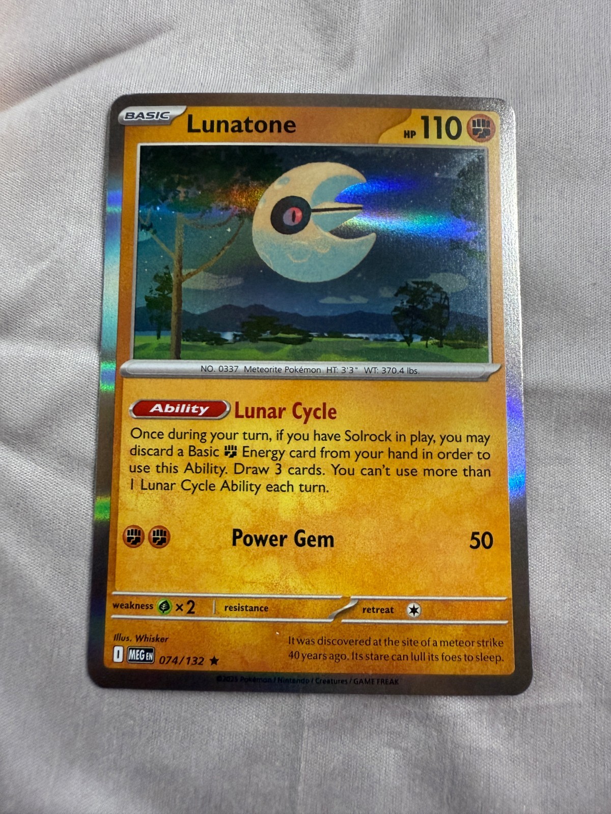 LUNATONE 074/132 HOLO RARE POKEMON TCG: MEGA EVOLUTION BASE SET NM