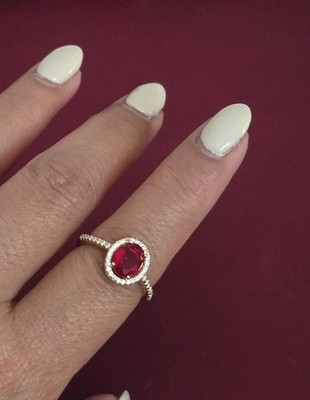 14K Gold Vermeil Labor-grown Rubin Ring, Juli Geburtsstein, Geschenk für Frauen, Gr. 9