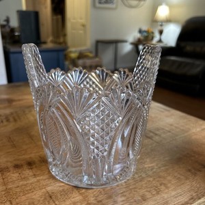 Antique ABP American Brilliant Cut Glass Crystal 4”T Ice Bucket 5.5”T 6” Diam