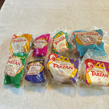 mcdonald s disney tarzan happy meal toys lot of 8 sealed in bags ages 4-11 1999