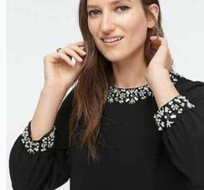 J. Crew Jewel Embellished Long Sleeve Shift Dress Black  Dress, 2   Formal  New