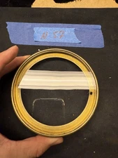 (N57) Antique French Mantle Clock Back Bezel Door Brass & Glass