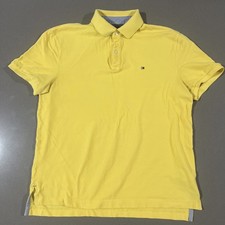 Tommy Hilfiger Polo Shirt Mens Medium Yellow Classic Fit Casual Short Sleeve