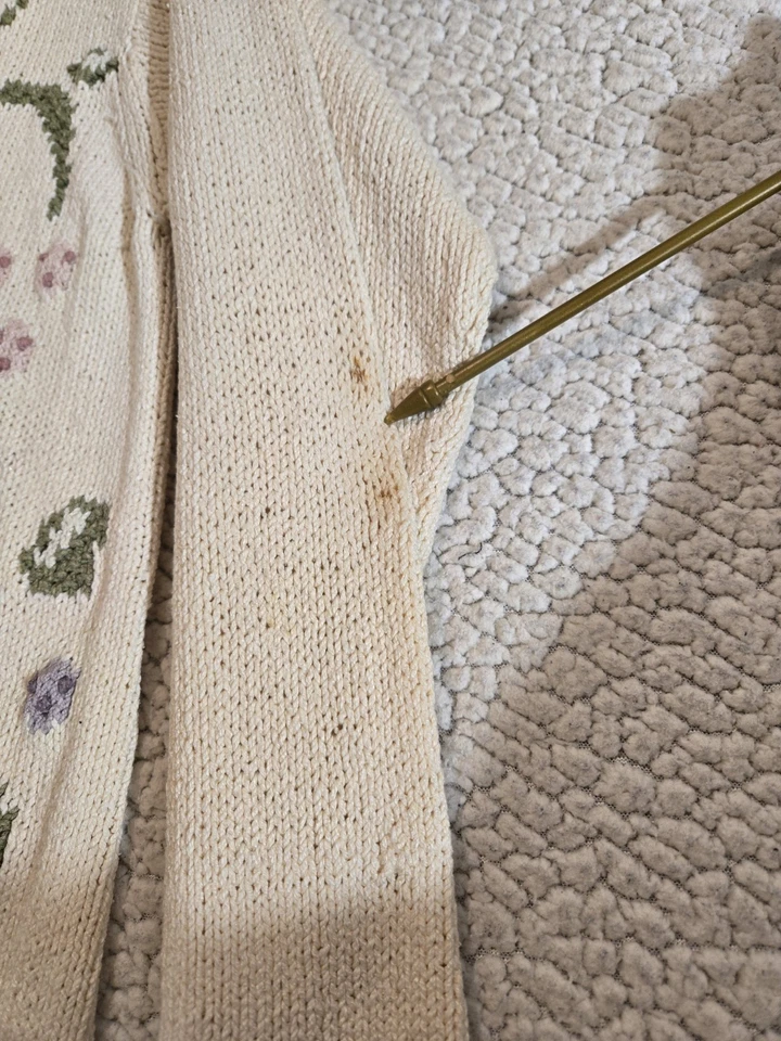 Liz Claiborne Mujer De Colección Cardi floral de seda/algodón tejida a mano abuela talla S Foto 4 de 4