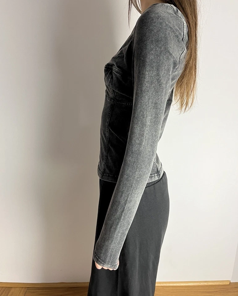 Top Diesel T-Elin Calce Ajustado Algodón Elástico Lavado Ácido Denim Look Foto 3 de 4