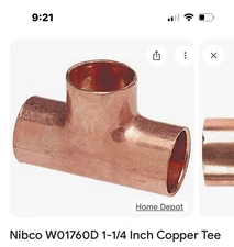 5 - NIBCO EPC 1 1/4" COPPER TEE's 1 OF EACH NEW SWEAT FITTINGS ***MADE IN USA***