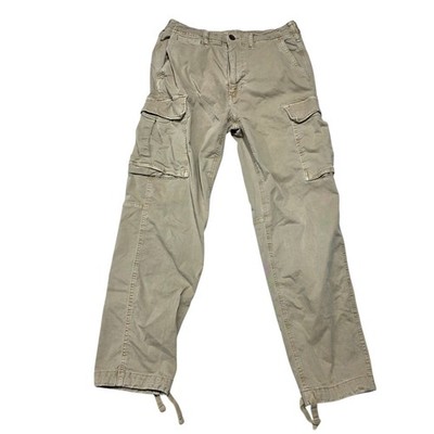 American Eagle Cargo Pants Mens 28x30 Khaki Flex Straight Leg Drawstring Hem