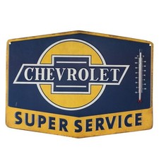 Chevrolet Advertising Super Service Embossed Metal Wall Thermometer Nostalgic Chevrolet Advertising Super Service Embossed Metal Wall Thermometer Nostalgic