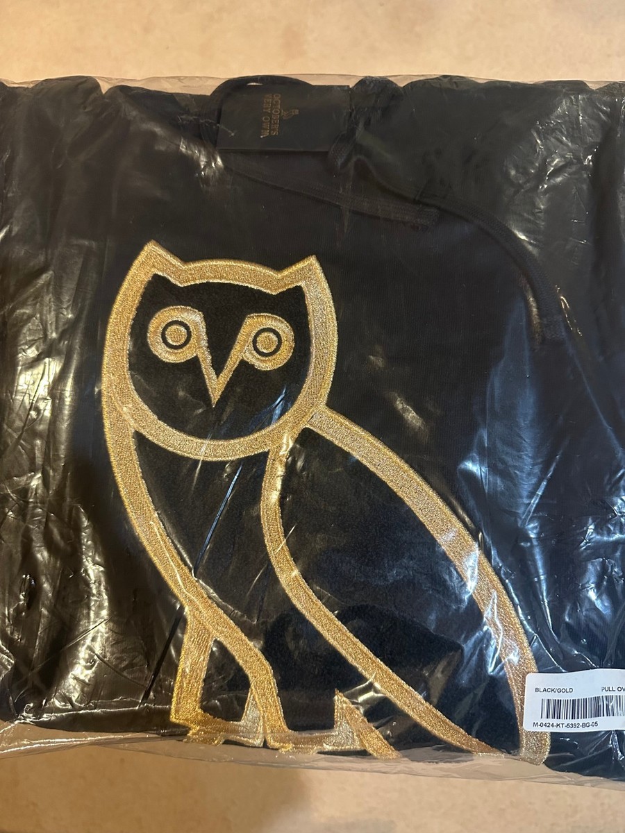 OVO Drake プルオーバー パーカー スウェット 黒 金 OVO Crew OG Owl Hoodie - size Large - US SHIPS DUTY FREE Octobers