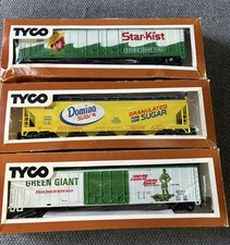 TYCO HO TRAIN BOX CARS GREEN GIANT DOMINO SUGAR STAR KIST VINTAGE