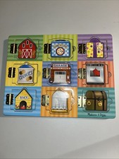 Melissa  Doug Hide And Seek Wood Puzzle Lift Flap Farm Lunch Pets/ Missing Bird