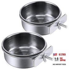 Parrot Feeding Cups Birds Food Dish Stainless Steel Parrot Feeders Water Cage