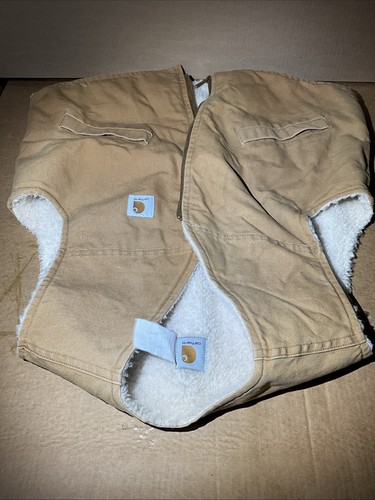 Vintage Carhartt Duck Sherpa Lined Zip Vest Made In USA Size Is A Guess XL? Read - Picture 20 of 24
