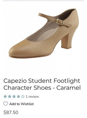 Capezio 650 Character Shoe Student Footlight Tan 2  Heel New In Box 10 M