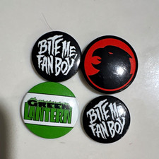 Vintage Comic Superhero Pinback Button Lot Batman Green Lantern Bite Me Fanboy