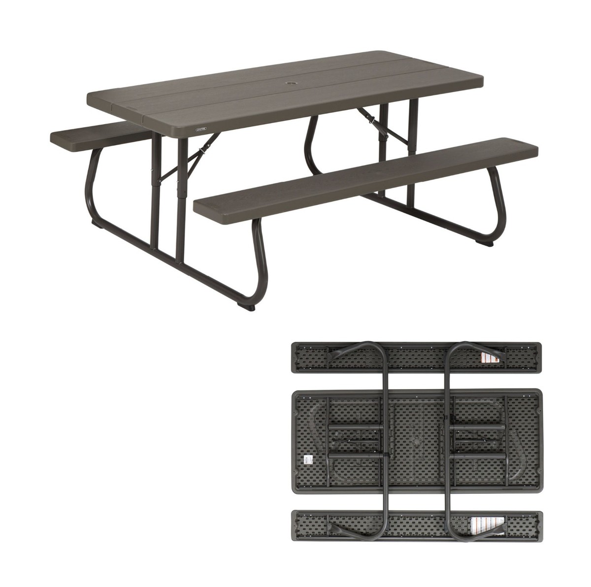 Lifetime Folding Picnic Table 60105 6-Foot Dark Brown Faux Wood