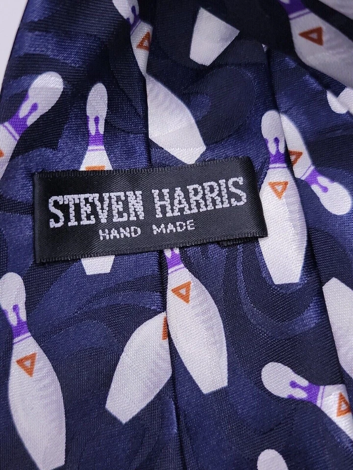 Steven Harris Mens Formal Necktie 58"Lx3.75"W Navy/White Neck Tie - Image 3 of 4