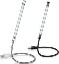 2 Pcs USB LED Light For Laptop Keyboard Light Gooseneck Computer Black Silver