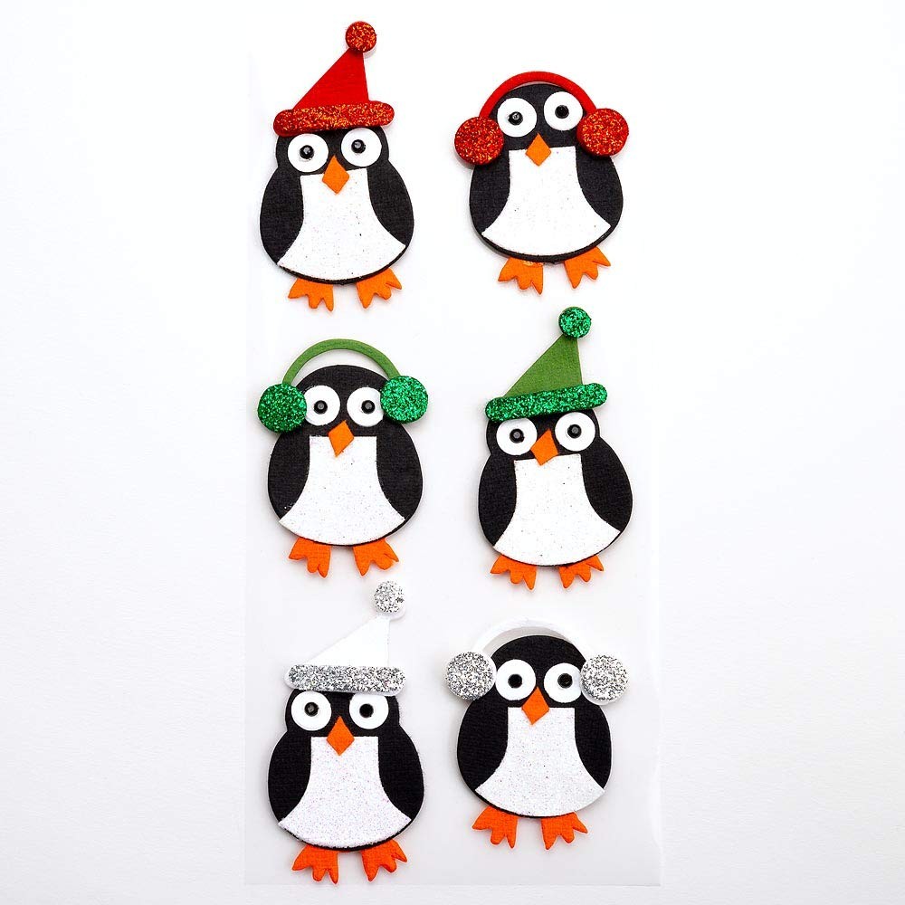 Glitter Winter Penguins Handmade Christmas Craft Decoration Self Adhesive 3cm... view 2