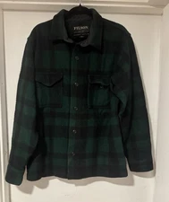 Filson Green & Black Plaid Mackinaw Jac Shirt- Large- Made In USA