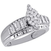 10K WeißGold Diamant Verlobungsring Marquise Cluster Damen 0.50 Ct